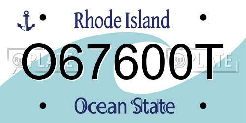O67600T Rhode Island License Plate