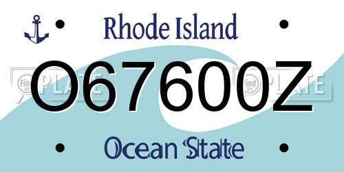 O67600Z Rhode Island License Plate
