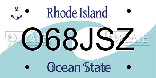 O68JSZ Rhode Island License Plate