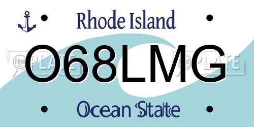 O68LMG Rhode Island License Plate