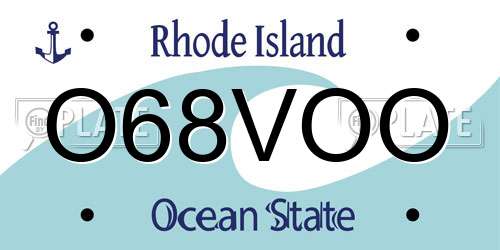 O68VOO Rhode Island License Plate