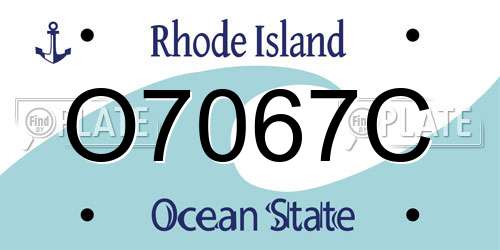 O7067C Rhode Island License Plate