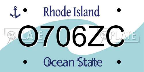 O706ZC Rhode Island License Plate