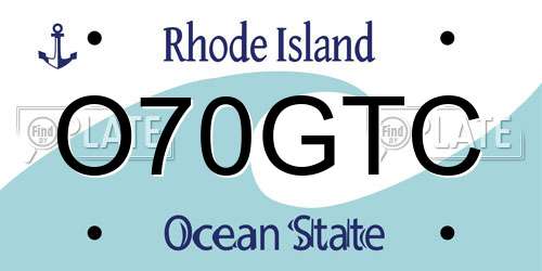 O70GTC Rhode Island License Plate