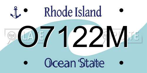 O7122M Rhode Island License Plate