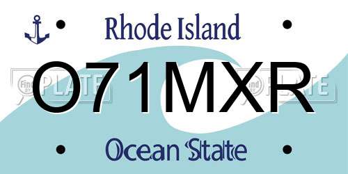 O71MXR Rhode Island License Plate