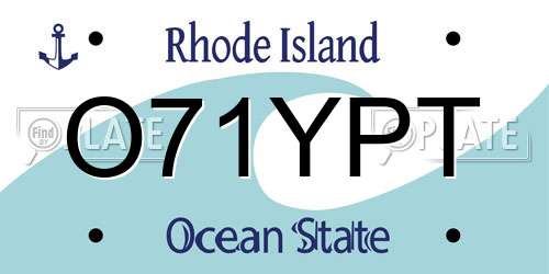 O71YPT Rhode Island License Plate