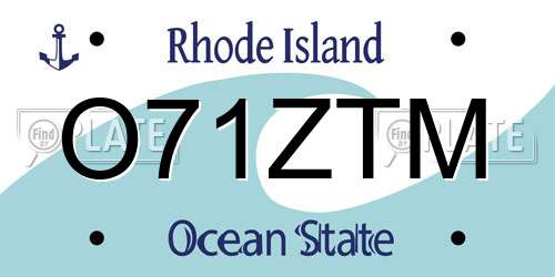 O71ZTM Rhode Island License Plate