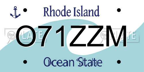 O71ZZM Rhode Island License Plate
