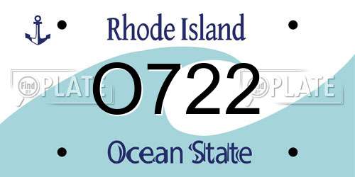 O722 Rhode Island License Plate