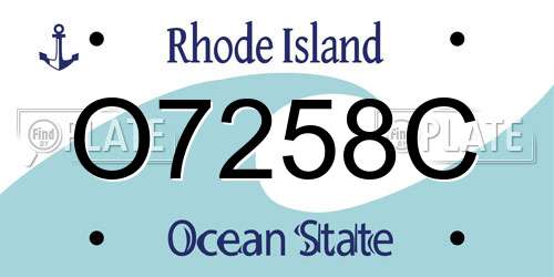 O7258C Rhode Island License Plate