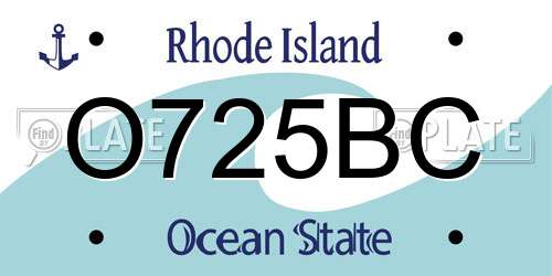 O725BC Rhode Island License Plate