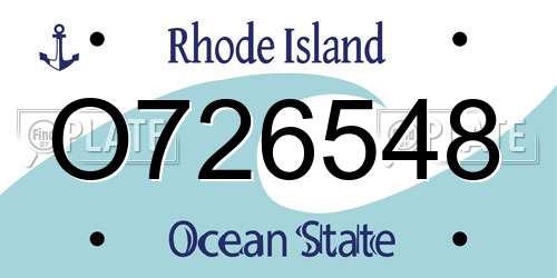 O726548 Rhode Island License Plate