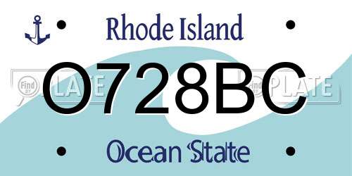 O728BC Rhode Island License Plate