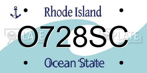 O728SC Rhode Island License Plate