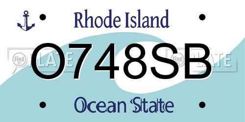 O748SB Rhode Island License Plate