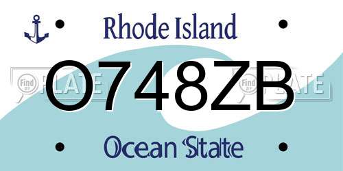 O748ZB Rhode Island License Plate