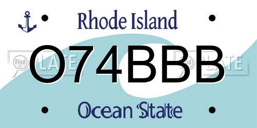 O74BBB Rhode Island License Plate