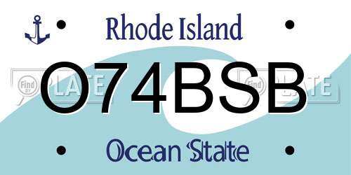 O74BSB Rhode Island License Plate