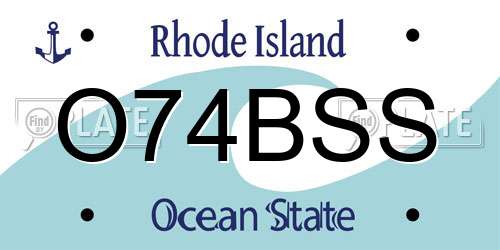 O74BSS Rhode Island License Plate