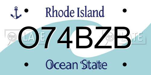O74BZB Rhode Island License Plate