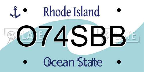 O74SBB Rhode Island License Plate