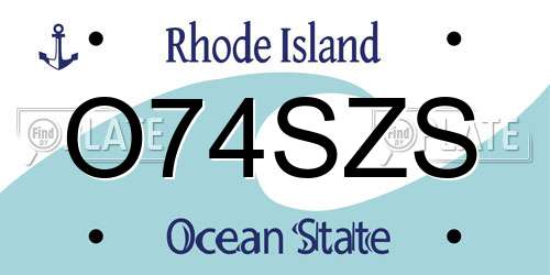 O74SZS Rhode Island License Plate