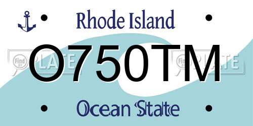 O750TM Rhode Island License Plate