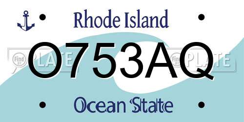 O753AQ Rhode Island License Plate