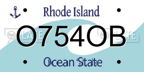 O754OB Rhode Island License Plate