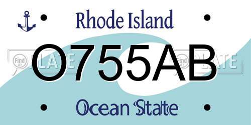 O755AB Rhode Island License Plate