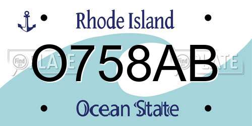 O758AB Rhode Island License Plate