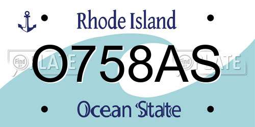 O758AS Rhode Island License Plate
