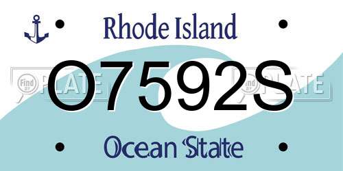 O7592S Rhode Island License Plate