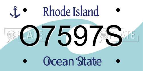 O7597S Rhode Island License Plate