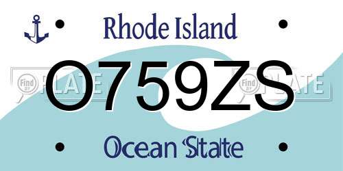 O759ZS Rhode Island License Plate