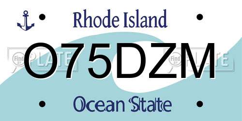 O75DZM Rhode Island License Plate