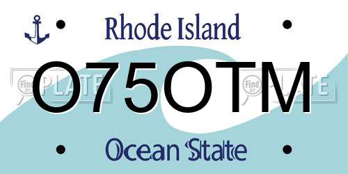 O75OTM Rhode Island License Plate