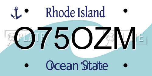O75OZM Rhode Island License Plate