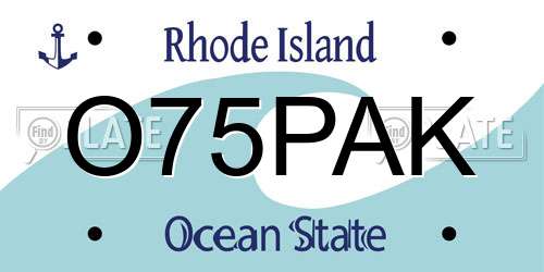 O75PAK Rhode Island License Plate