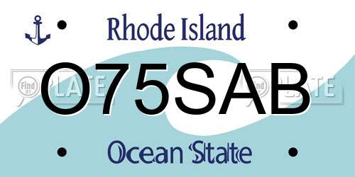O75SAB Rhode Island License Plate