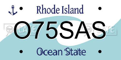 O75SAS Rhode Island License Plate