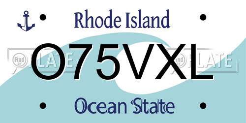 O75VXL Rhode Island License Plate