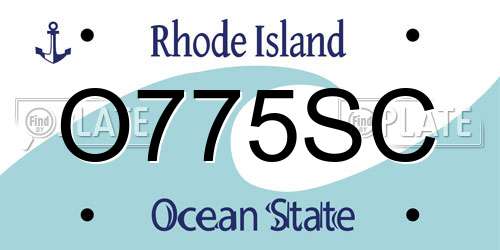 O775SC Rhode Island License Plate