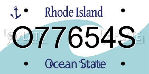 O77654S Rhode Island License Plate