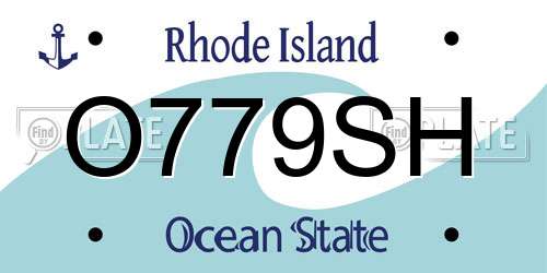 O779SH Rhode Island License Plate