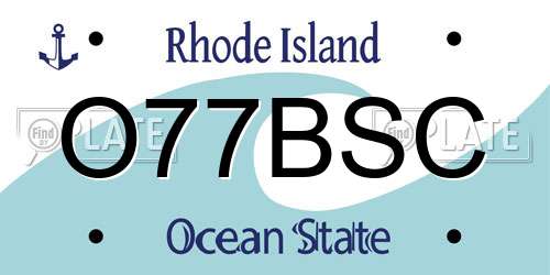 O77BSC Rhode Island License Plate