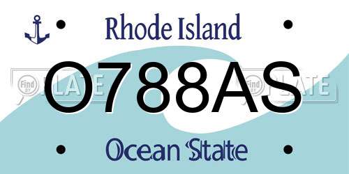 O788AS Rhode Island License Plate
