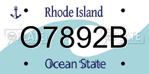 O7892B Rhode Island License Plate