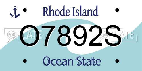 O7892S Rhode Island License Plate